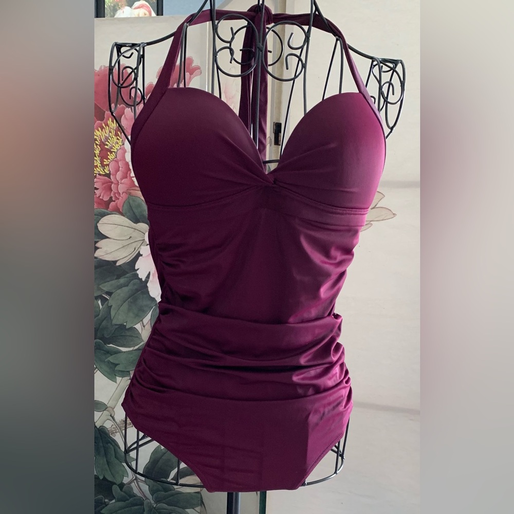 Miraclesuit burgundy color one piece swimsuit